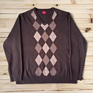 Merona‎ 100% Merino Wool Argyle Sweater Grandpa Core XXL